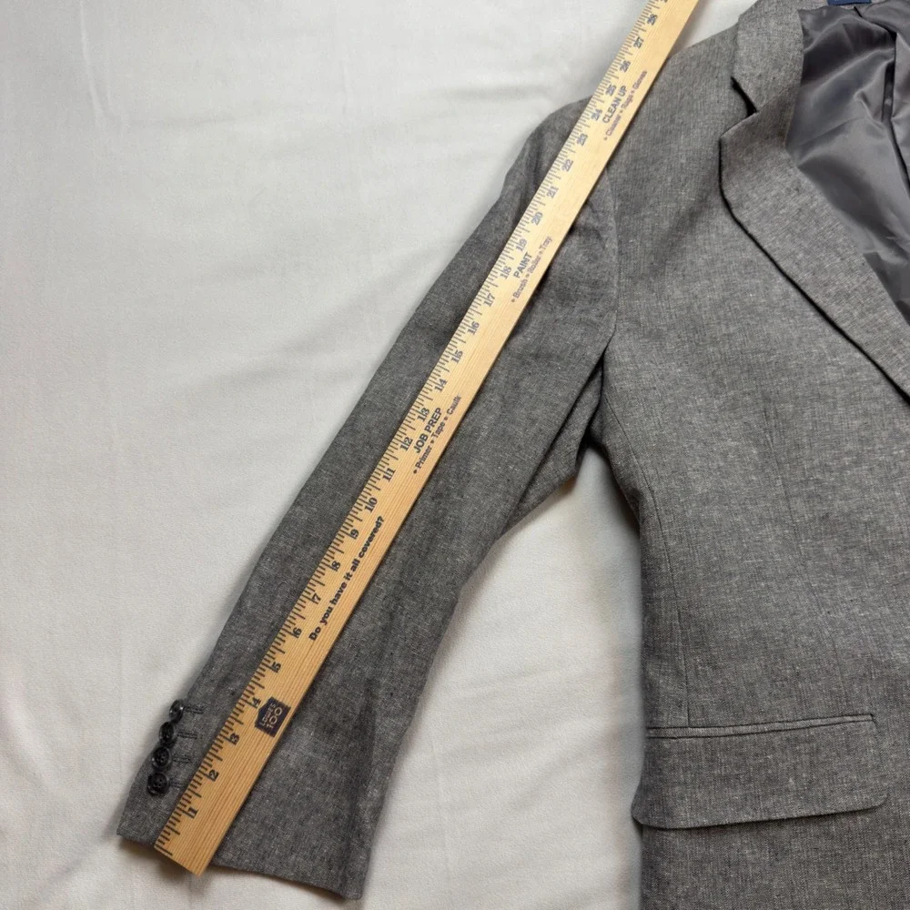 Stafford Signature‎ Grey Linen Cotton Blend Classic Fit Blazer Sport Coat 46 LNG